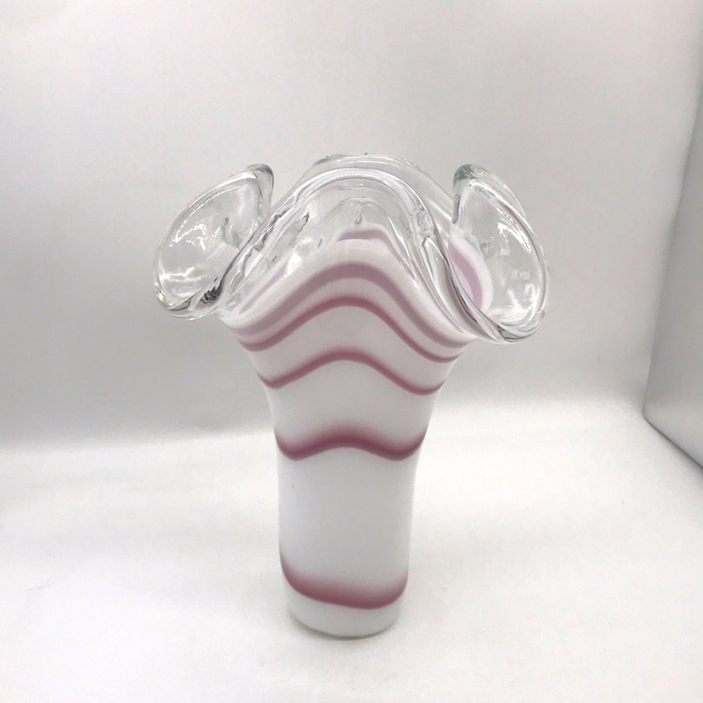 Hand Blown Murano Wave Glass Swirl looking Vase Perfect Condition Very Heavy - Picture 2 of 7